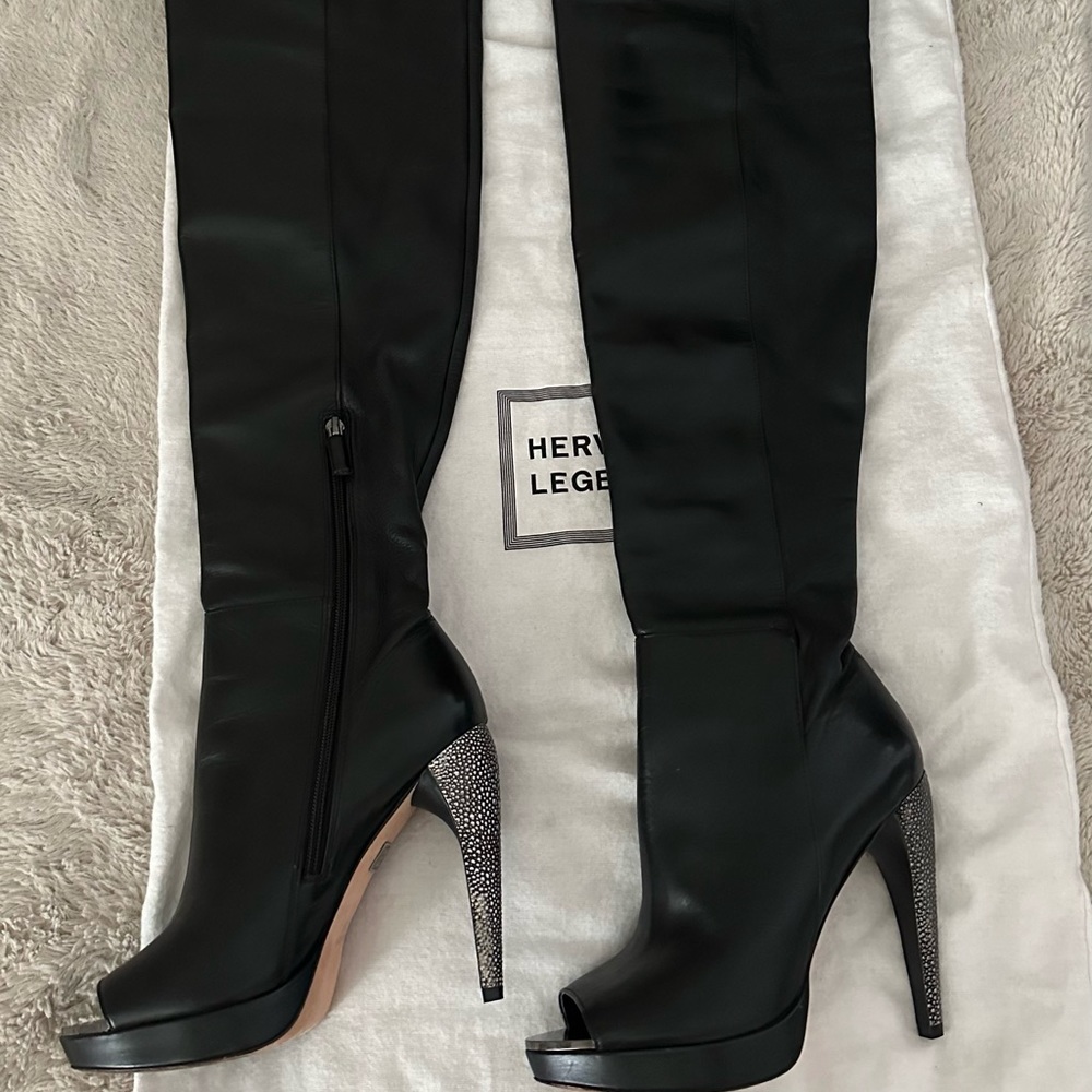 Herve ledger knee boots.